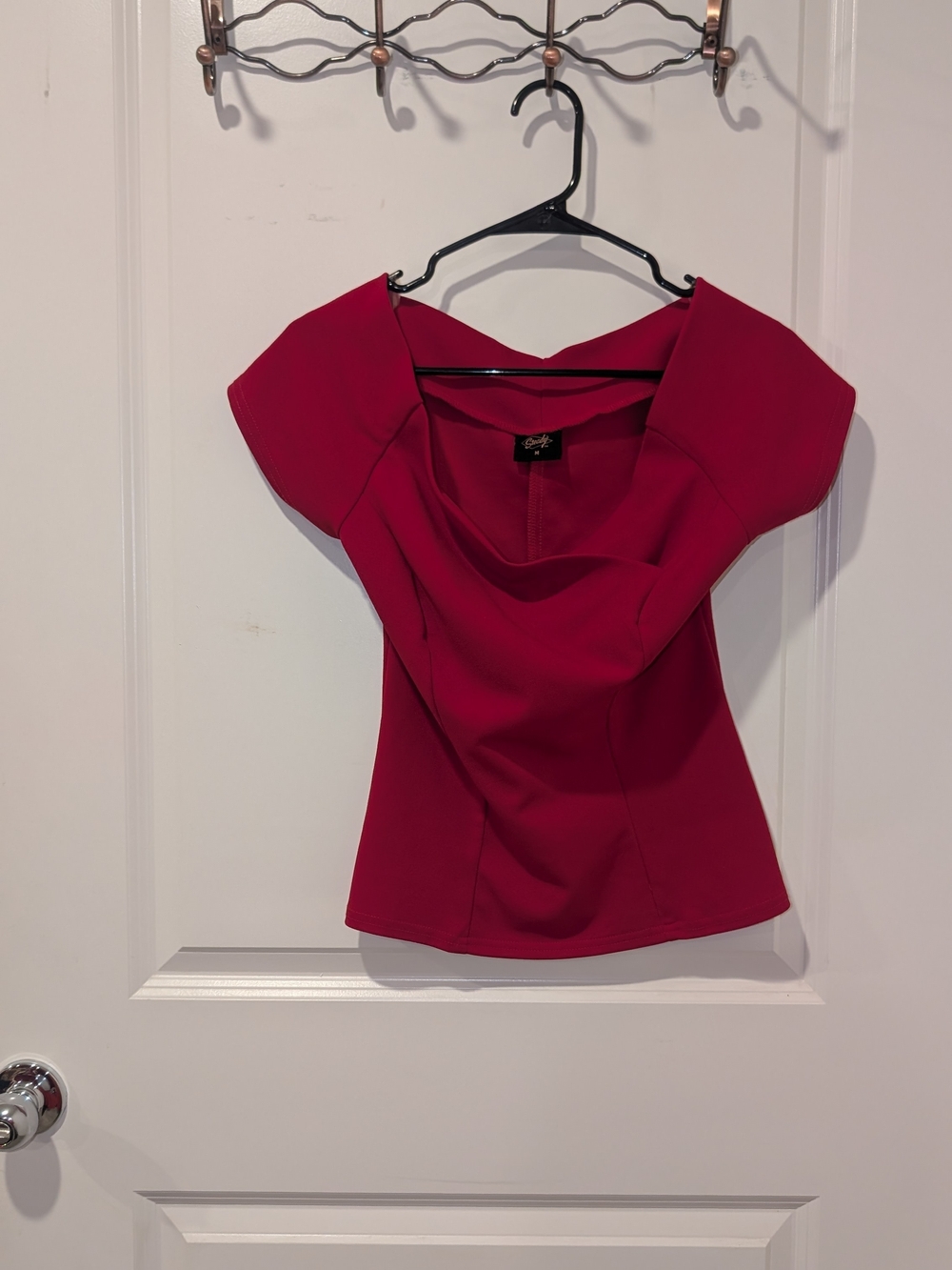 Structured Off-Shoulder Blouse in Deep Red